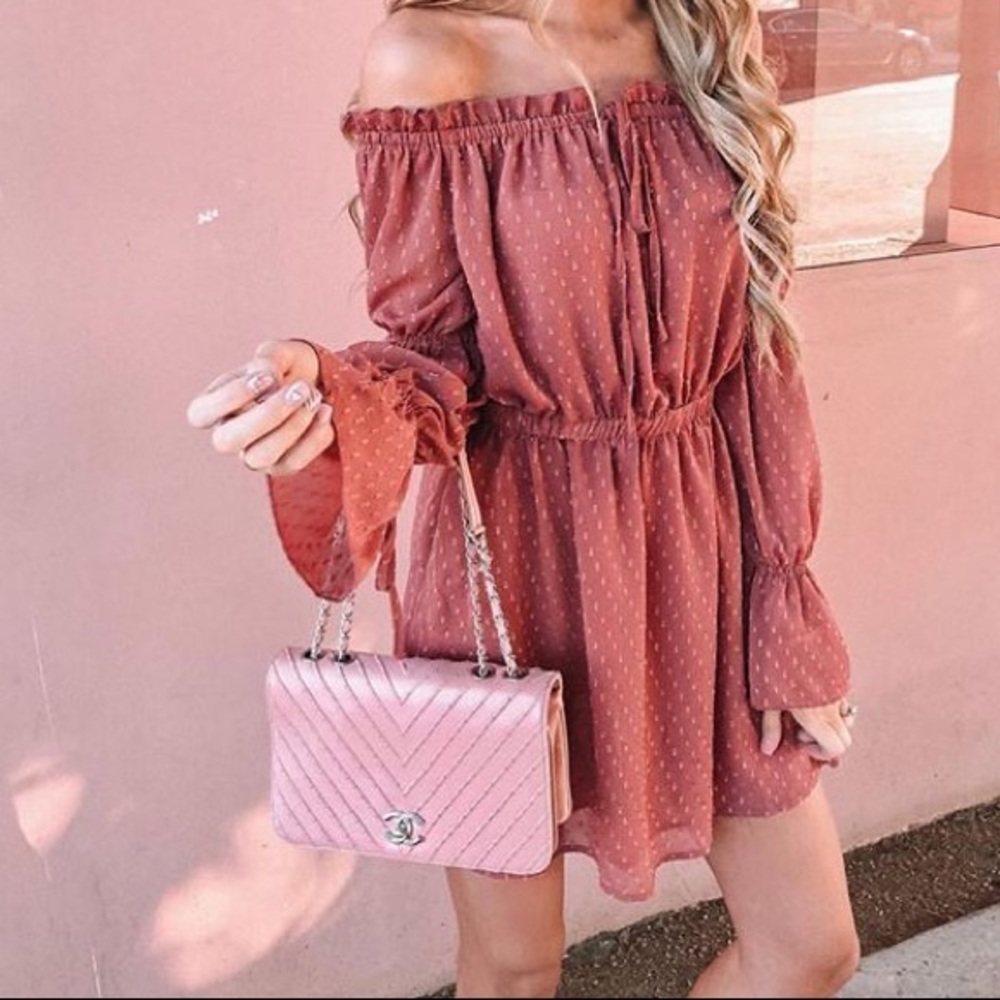 Goodnight macaroon pink off the shoulder dress